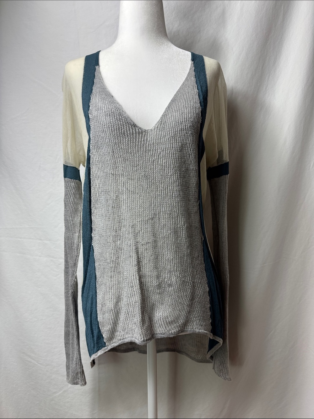 HELMUT LANG Knit Top in Mesh and Gray